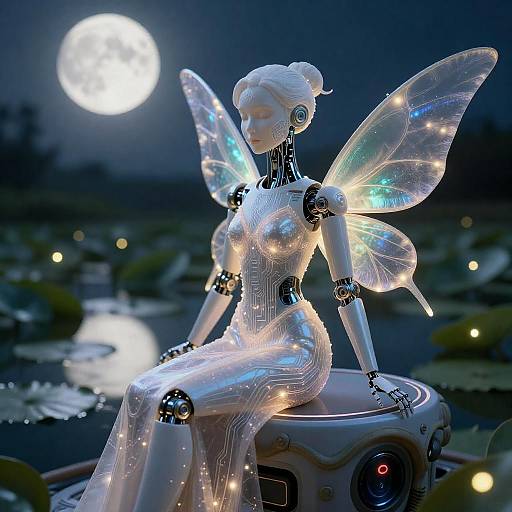 Ethereal AI Fairy by Moonlit Pond