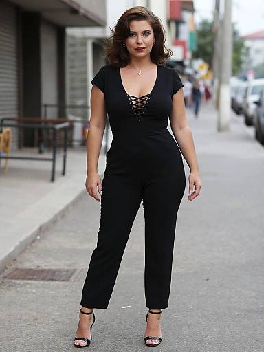 Curvy Woman in Vintage 1980s Urban Style