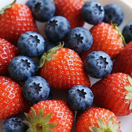Vibrant Close-Up of Strawberries and Blueberries