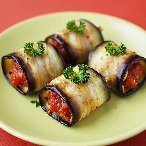 Close-Up Stuffed Eggplant Rolls
