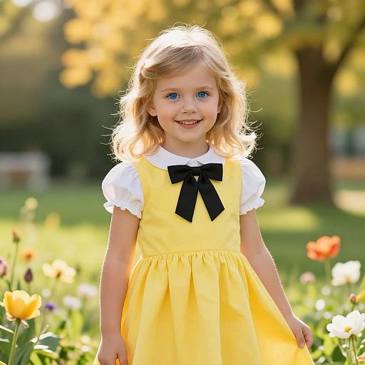 Cheerful Blonde Girl in Sunlit Garden