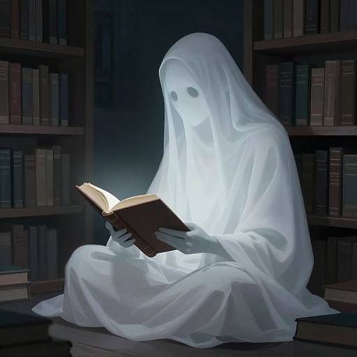 Ghostly Reader in Haunted Library