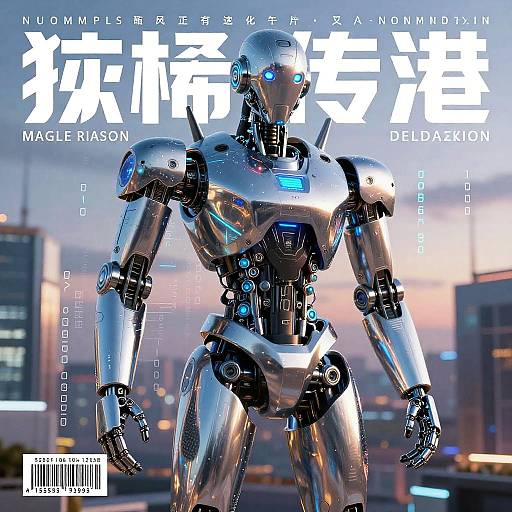 Futuristic AI Robot Magazine Cover