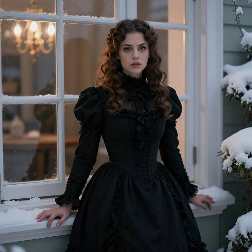 Victorian Woman Gazing Out Windows