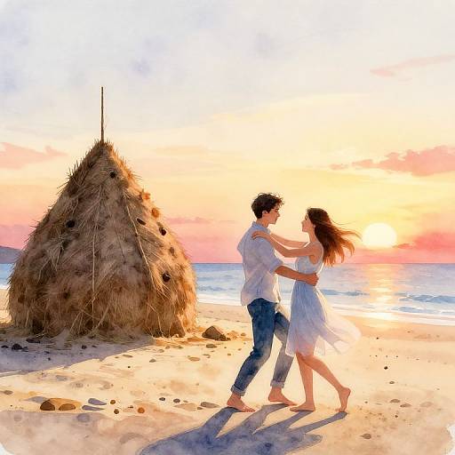 Couple Dancing on Beach at Sunset