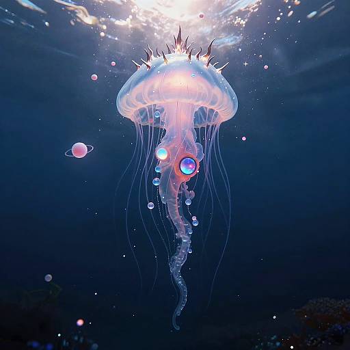 Bioluminescent Jellyfish Deity Portrait