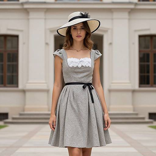 Western Woman in Dress and Hat