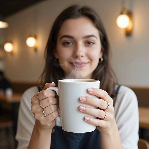 Cozy Café Woman with Coffee