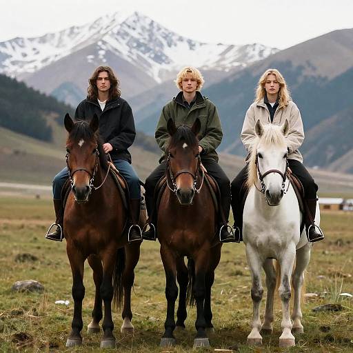 Horseback Riders in Mountain Landscape