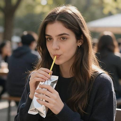Outdoor Woman Enjoying a Snack