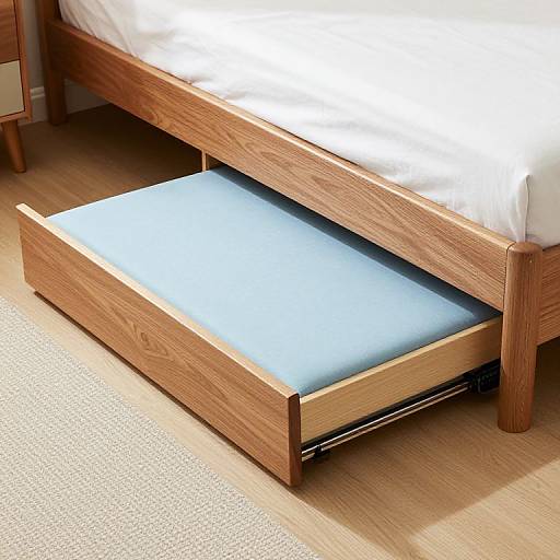 Modern Wooden Bed with Storage Drawer