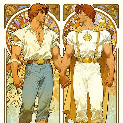 Art Nouveau Muscular Superheroes United