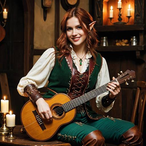 Radiant Half-Elf Bard in a Tavern