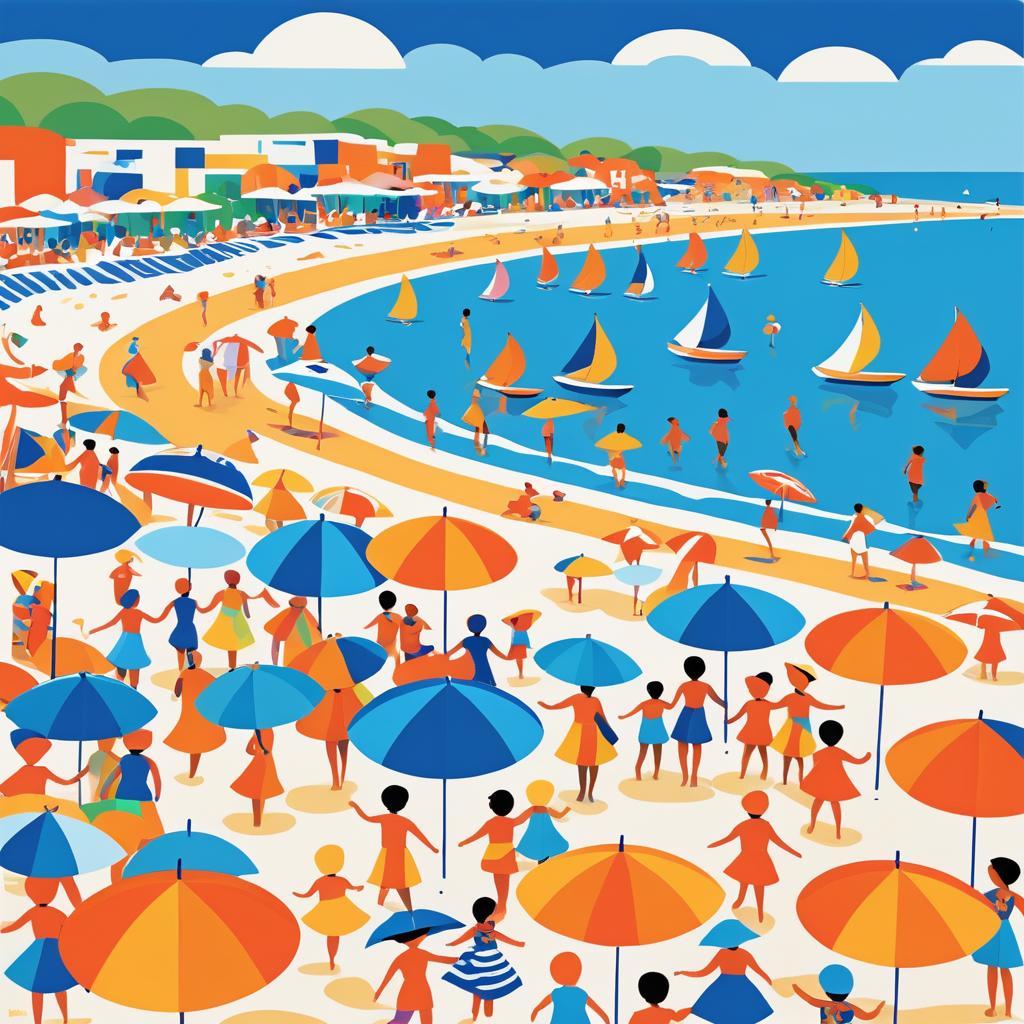 Vibrant Matisse-Inspired Beach Scene Artwork