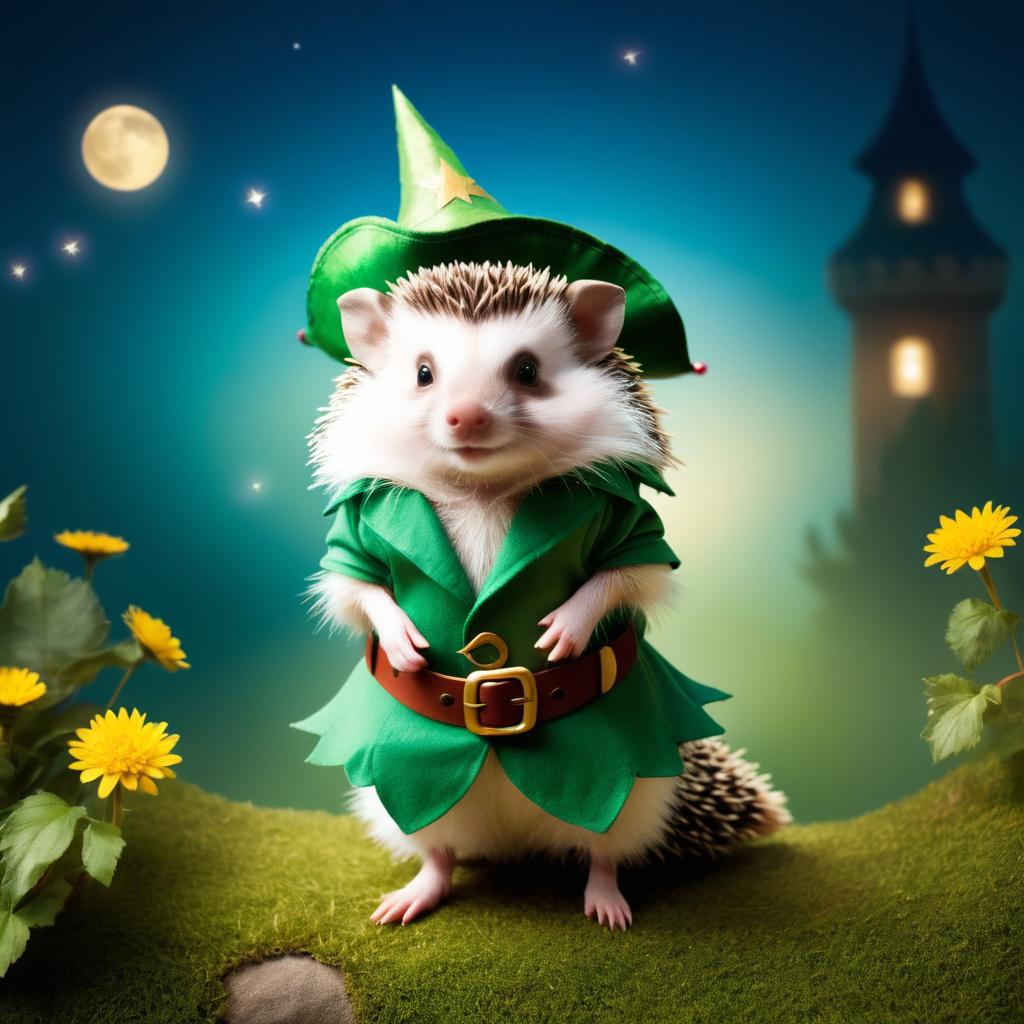 Whimsical Hedgehog as Peter Pan