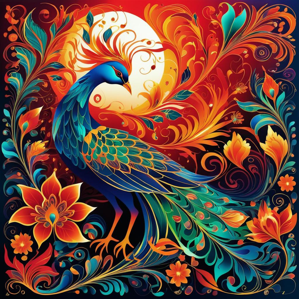 Surreal Phoenix with Vibrant Organic Forms