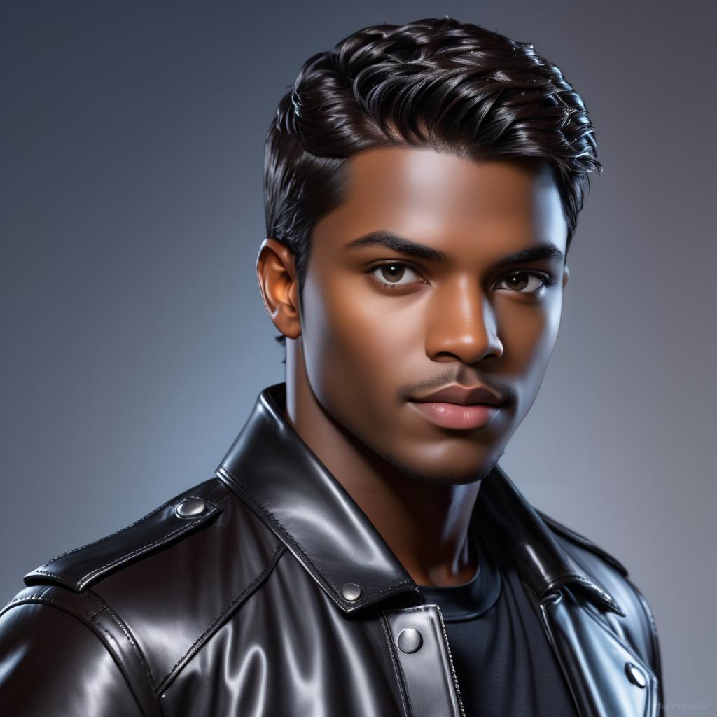 Young Man in Leather Jacket Portrait