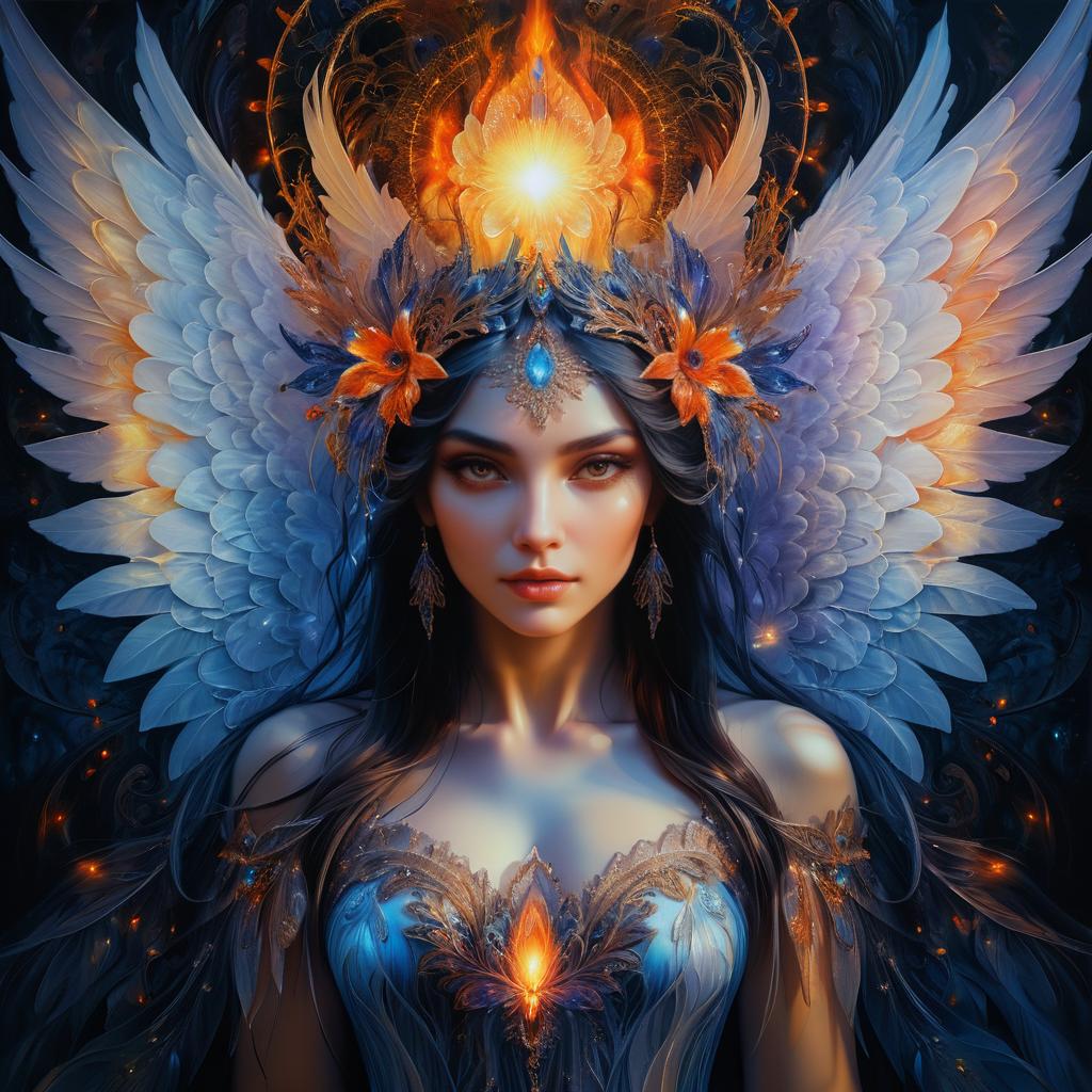 Ethereal Hybrid Angel with Luminous Wings