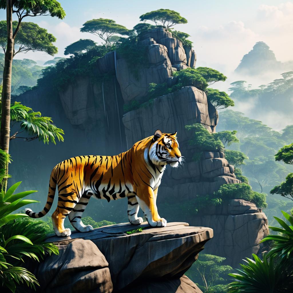 Fierce Tiger Overlooking Jungle Kingdom