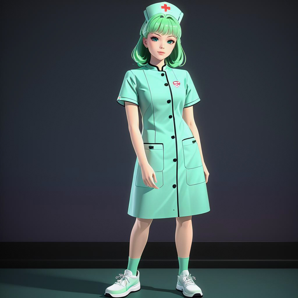 Cheerful Nurse in Dusky Night Shade