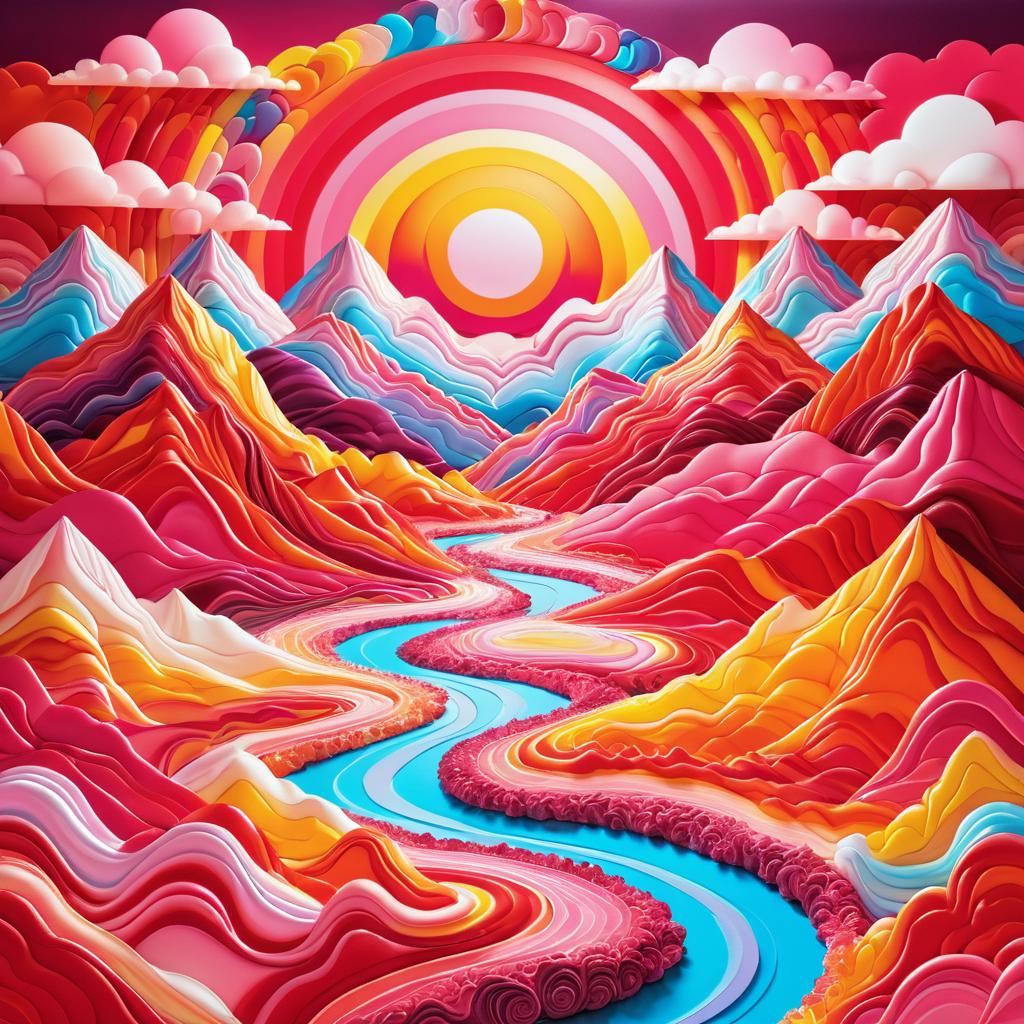 Candy Mountain Range in Dreamlike Sunset