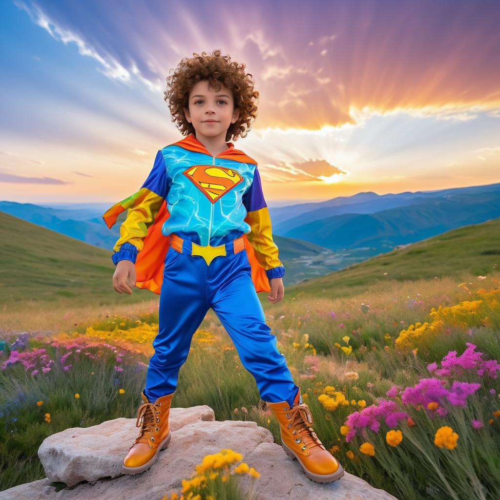 Adventurous Boy in a Dynamic Landscape