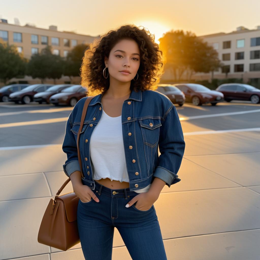 Stylish Young Woman in Golden Hour