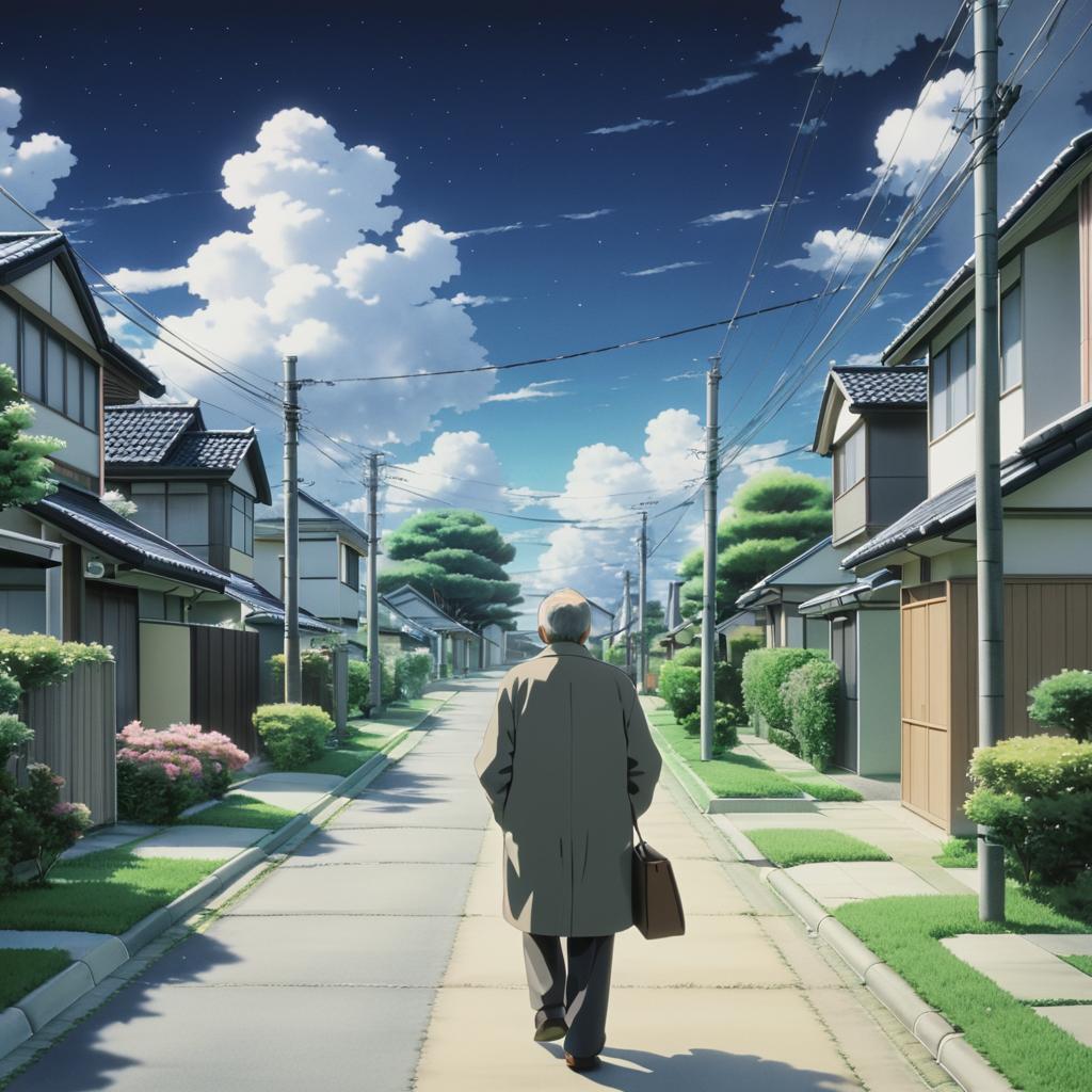 Thoughtful Elderly Man in Suburban Serenity