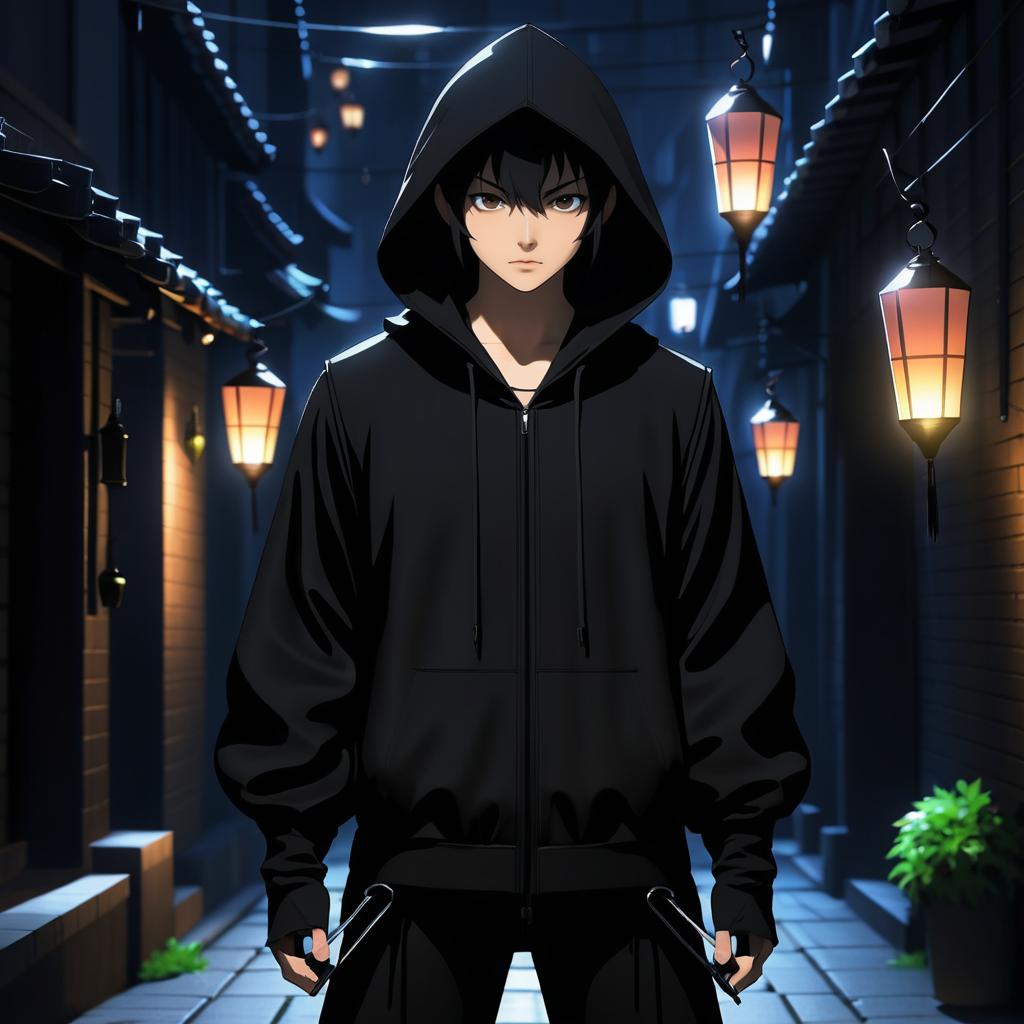 Anime Thief in Shadowy Alleyway