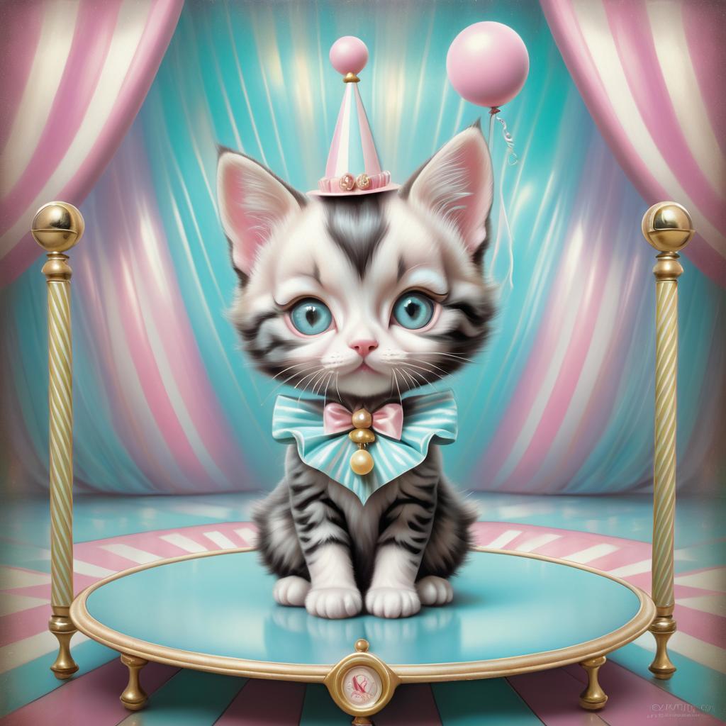 Vintage Circus Kitten in Pop Surrealism