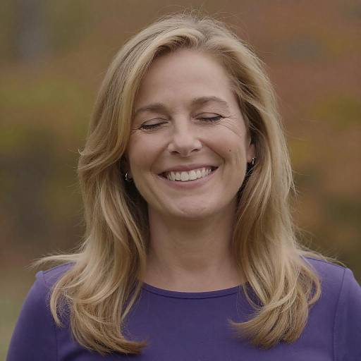 Joyful Middle-Aged Woman in Autumn Light