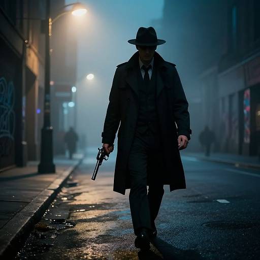 Foggy City Gangster with Revolver