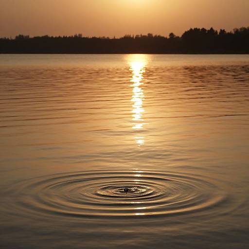Golden Sunset Over Tranquil Lake