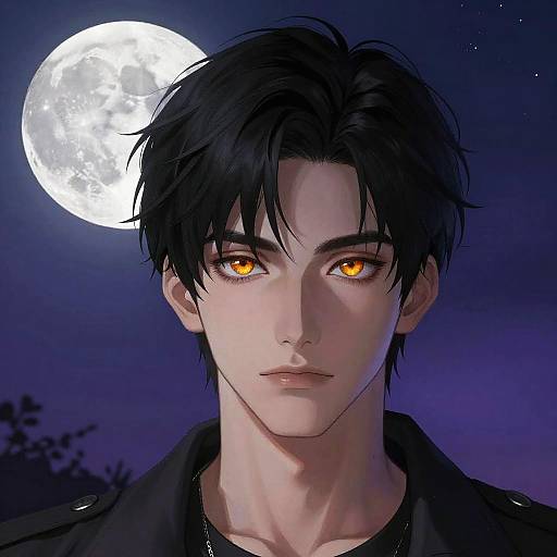 Dark-Haired Male with Amber Eyes