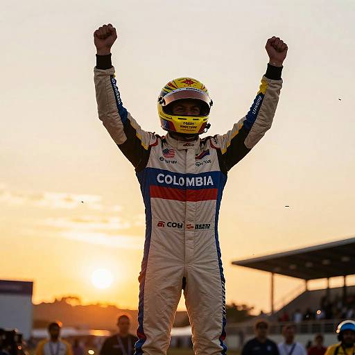 Colombian F1 Podium Celebration Sunset