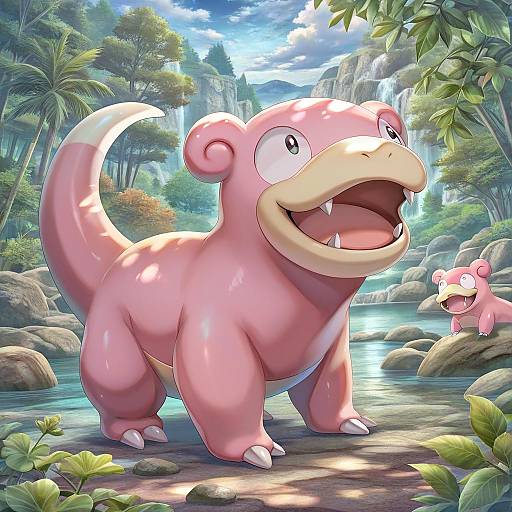 Illustration of Slowpoke, pokemon in the style of Torino aqua