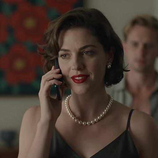 Woman with Pearl Necklace in Dim Lighting