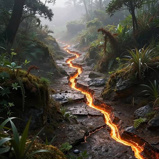 Glowing Fault Line in Serene Valley