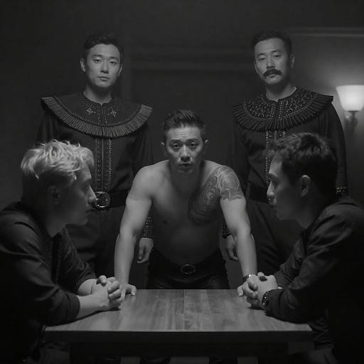 Black-and-White Quartet in Dim Light