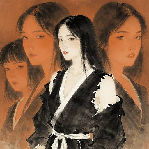 Elegant Woman in Black and White