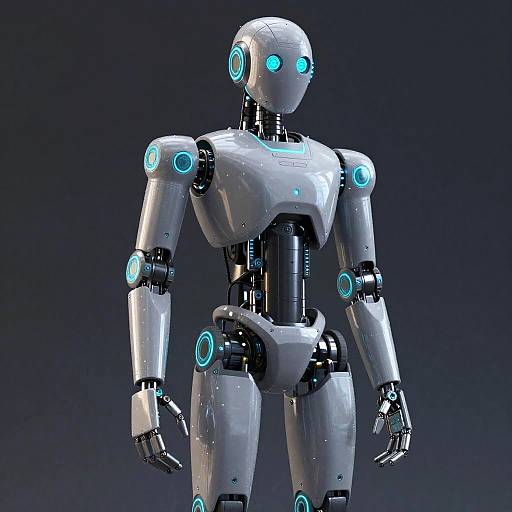 Elegant Metallic Grey and Cyan Robot