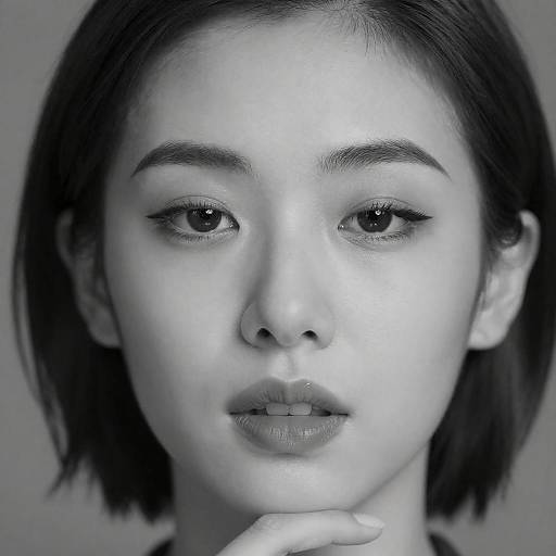 Elegant Portrait of Asian Woman in B&W