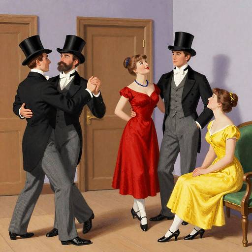 Vintage Dance Scene in Elegant Room