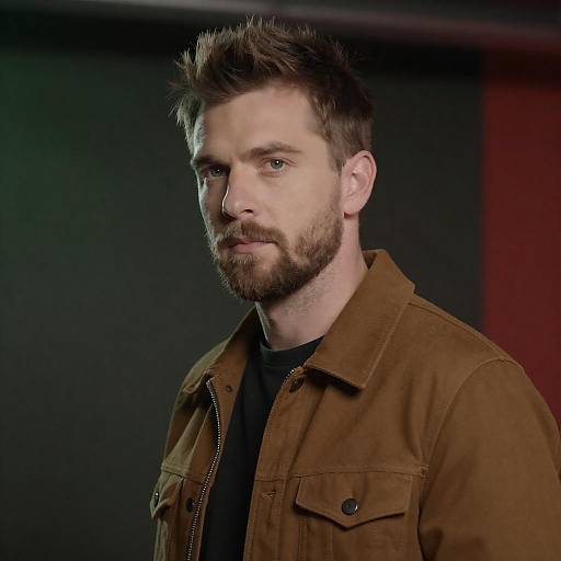 Serious Man in Brown Jacket Portrait