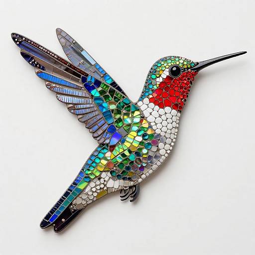 Vibrant Hummingbird Mosaic Art