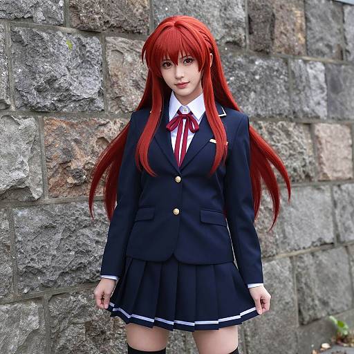 Realistic Shana Cosplay in School Uniform