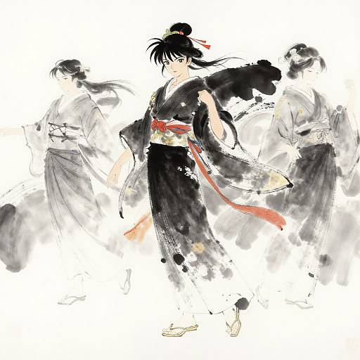 Anime Meets Traditional Ink Painting