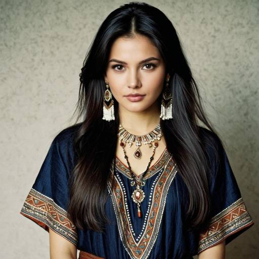 Young Woman in Traditional Tunic with Jewelry