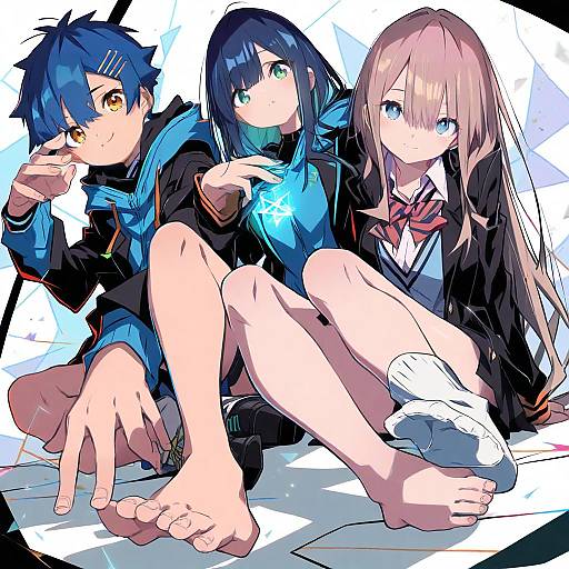 Illustration of Asanaka yomogi, gridman universe in the style of Noya makoto