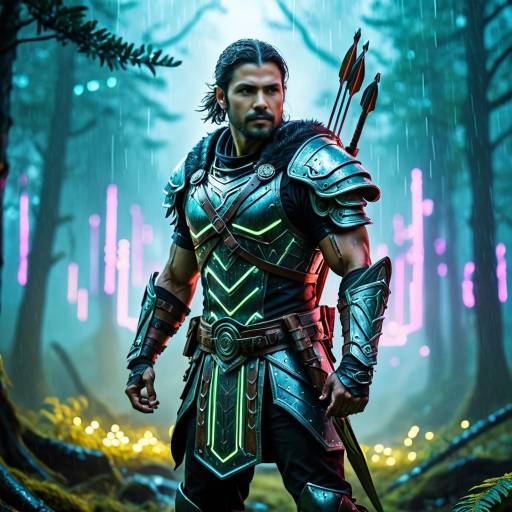 Epic Fantasy Archer in Neon Forest